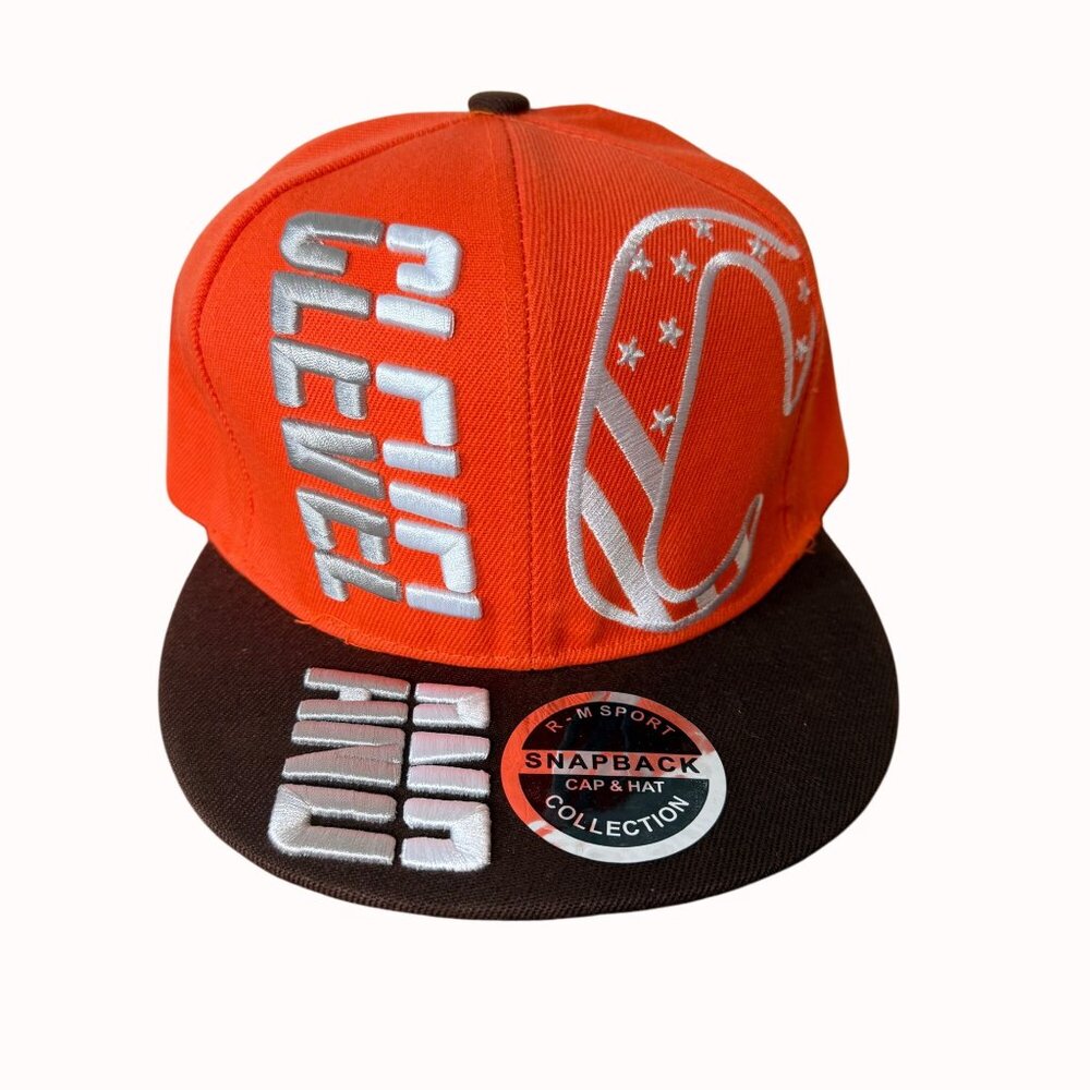 Cleveland Browns Snapback Hat Embroidered Logo Cap Big C Orange Brown New Tags